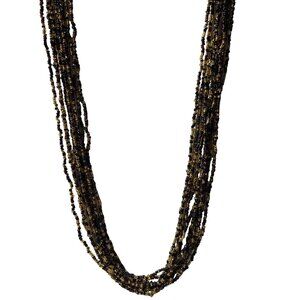 Handcrafted Seed Bead Chunky Multi Strand Necklace Statement Fashion Jewelry